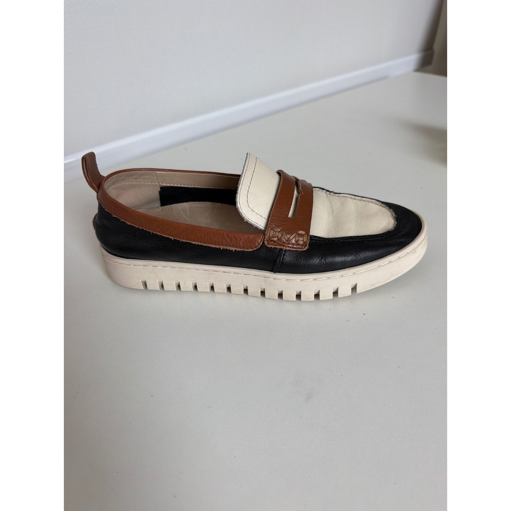 Vionic Women's Uptown Leather Penny Loafer Black/Brown/Cream Size 7 Arch Support